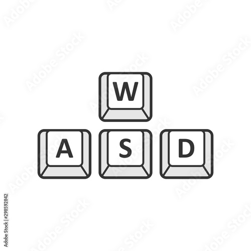 Wasd button icon in flat style. Keyboard vector illustration on white isolated background. Cybersport business concept. photo