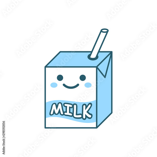 Cute milk icon in flat style. Milkshake vector illustration on white isolated background. Cartoon funny container business concept.