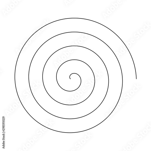 Line in circle form. Single thin line spiral goes to edge of canvas. Vector illustration photo