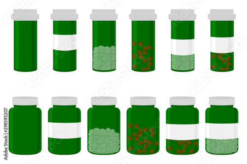 Illustration on theme big colored set different types of pills