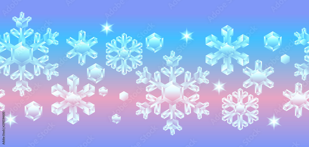 Seamless pattern with crystal snowflakes. Seamless pattern with crystal snowflakes.