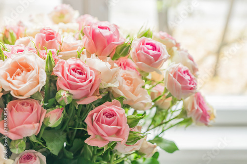 Bouquet of roses. Wedding natural flowers. Valentines day or 8 march floral gift.