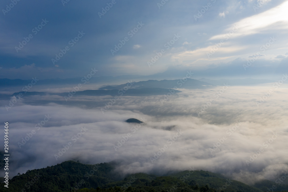 Landscape of Morning Mist with Mountain Layer. Landscape of Morning Mist with Mountain Layer.