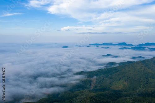 Landscape of Morning Mist with Mountain Layer.