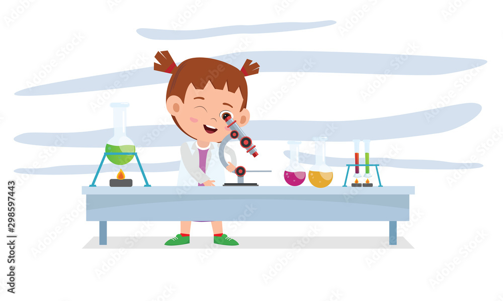 Obraz premium The girl doing fun science in school.