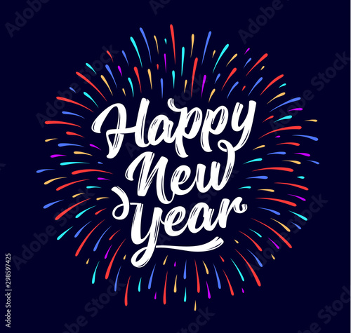 Happy New Year. Lettering text for Happy New Year
