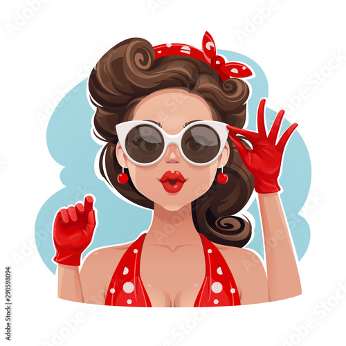 Pin-Up Girl Wearing Sunglasses