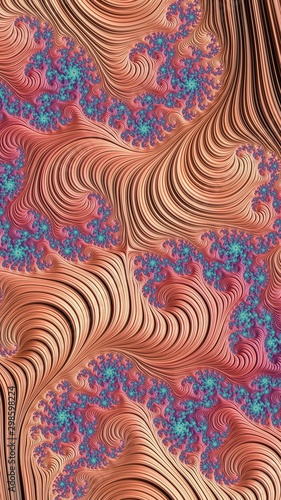 Artfully 3D rendering fractal, fanciful abstract illustration and colorful designed pattern