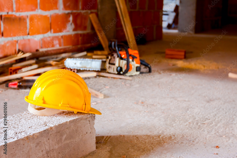 Yellow construction, industrial safety helmet Yellow construction, industrial safety helmet