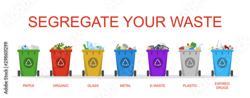 Segregate your waste vector isolated. Container in a row