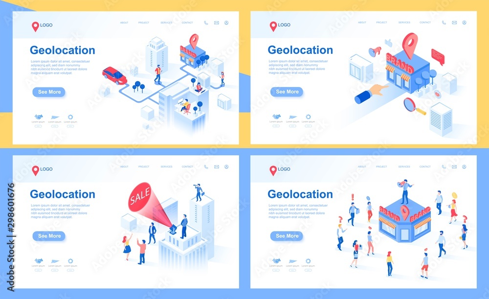 Modern flat design isometric concept of Marketing Strategy for banner and website. Geo location, Landing page template. Business analysis, content strategy. geomarketing. Vector illustration. 