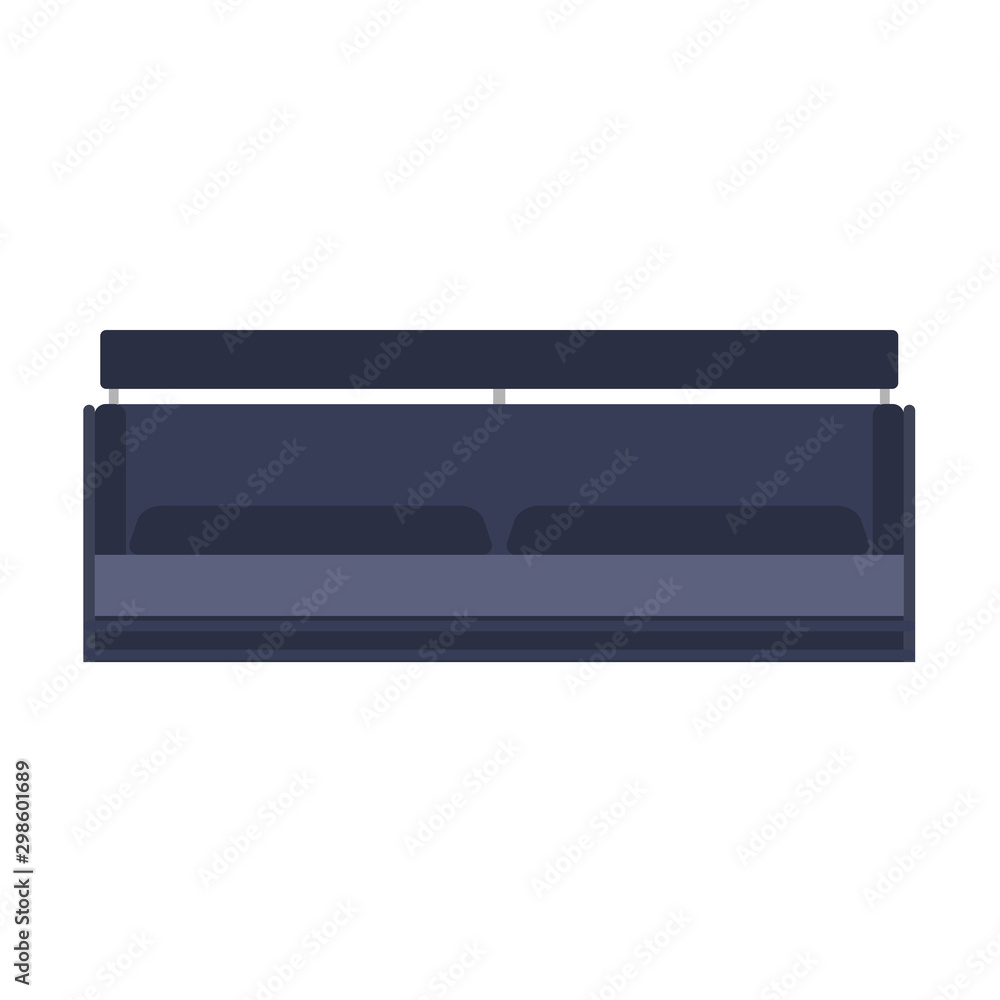 Sofa furniture vector icon front view illustration design. Living room interior seat element. Flat divan house cozy Sofa furniture vector icon front view illustration design. Living room interior seat element. Flat divan house cozy