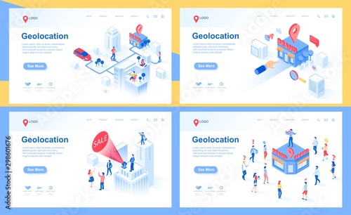 Modern flat design isometric concept of Marketing Strategy for banner and website. Geo location, Landing page template. Business analysis, content strategy. geomarketing. Vector illustration. 
