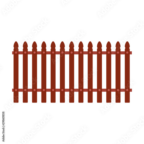Fence vector icon wooden illustration isolated white. Cartoon element border brown. Garden wall farm plank picket set