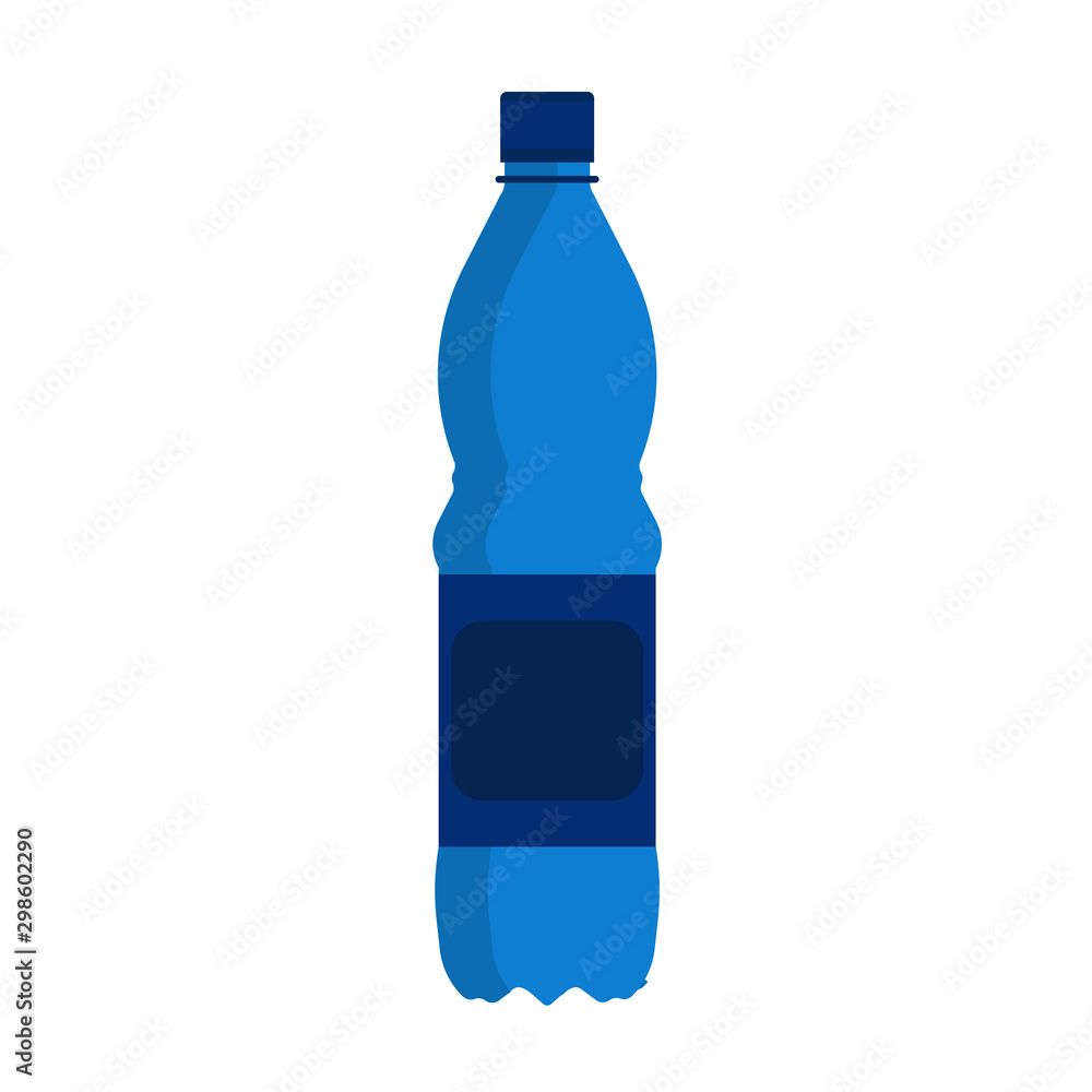 Water bottle vector icon drink. Plastic blue beverage liquid container isolated. Mineral soda symbol cap. Flat simple vertical package Water bottle vector icon drink. Plastic blue beverage liquid container isolated. Mineral soda symbol cap. Flat simple vertical package
