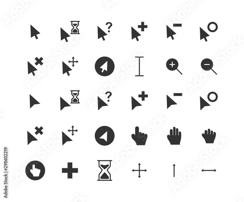 Cursor solid icon set. Vector and Illustration.