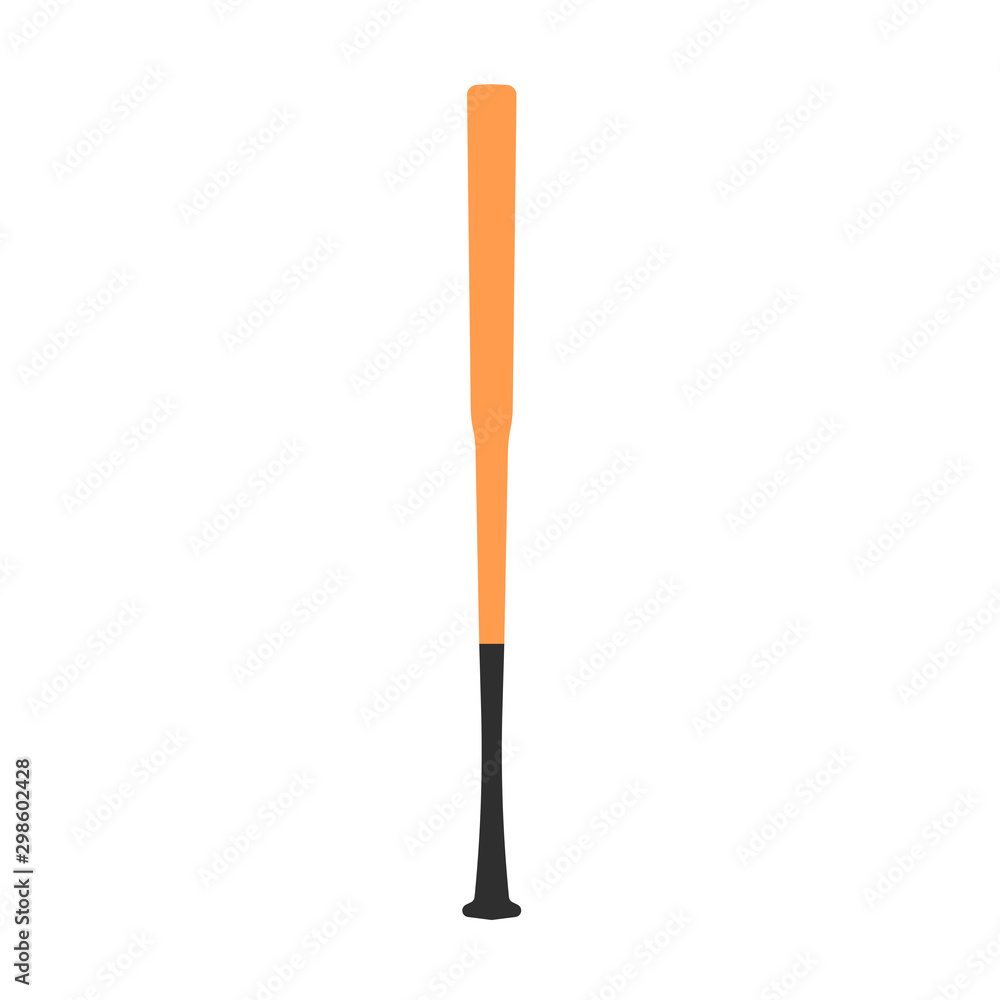 Baseball bat illustration vector flat icon. Sport game isolated equipment play. American league brown handle wood sign club