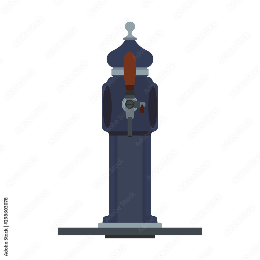 Beer tap vector flat icon alcohol brewery drink. Pub craft equipment barrel. Valve tavern handle machine. Mug draft beverage Beer tap vector flat icon alcohol brewery drink. Pub craft equipment barrel. Valve tavern handle machine. Mug draft beverage
