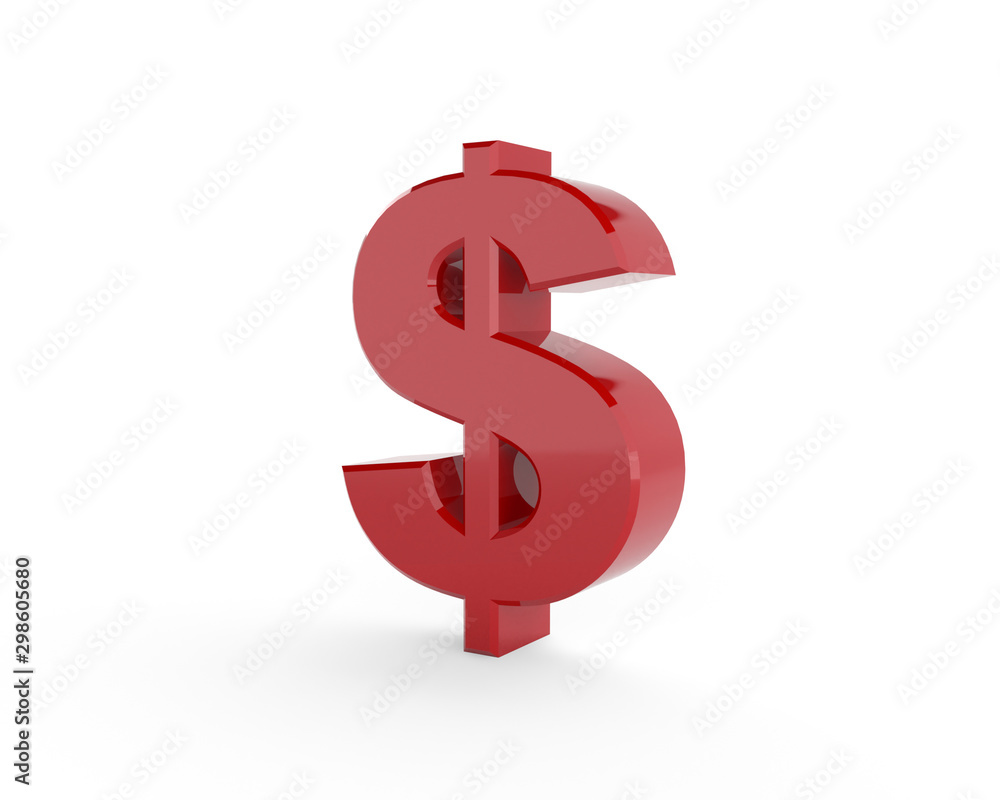 3D generated dollar sign with red color isolated on white background. 3D generated dollar sign with red color isolated on white background.