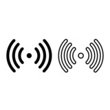 Signal transmission point icon. Source and signal waves. Vector Illustration