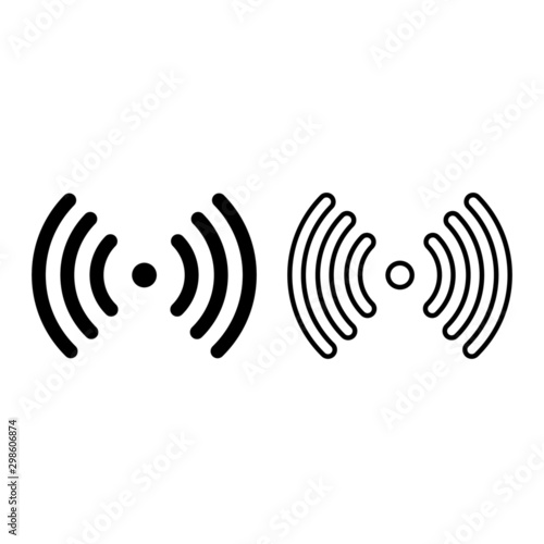 Signal transmission point icon. Source and signal waves. Vector Illustration