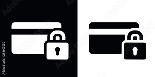 Secure payment credit card pictogram on different background