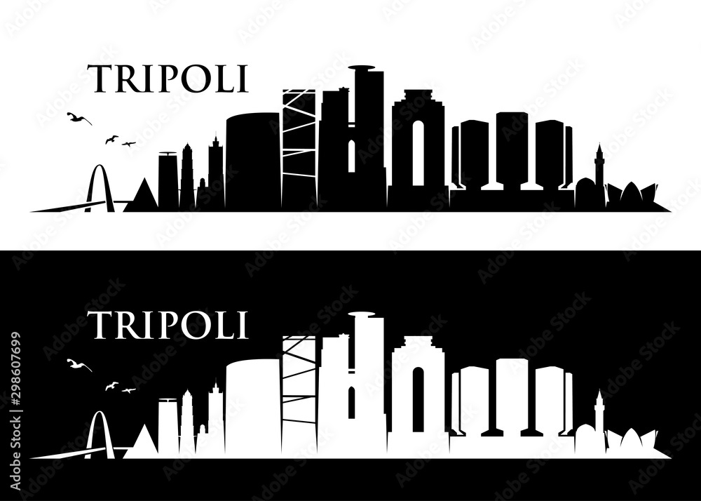 Naklejka premium Panoramę Trypolisu - Libia - ilustracji wektorowych