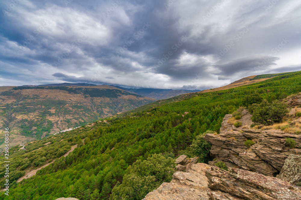 high mountain cloudy landscape in Sierra Nevada