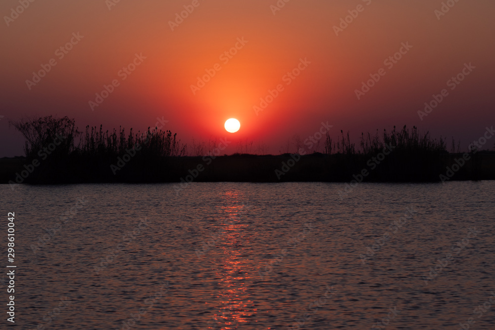 Dramatic Sunset on the River, Chobe National Park, Botswana