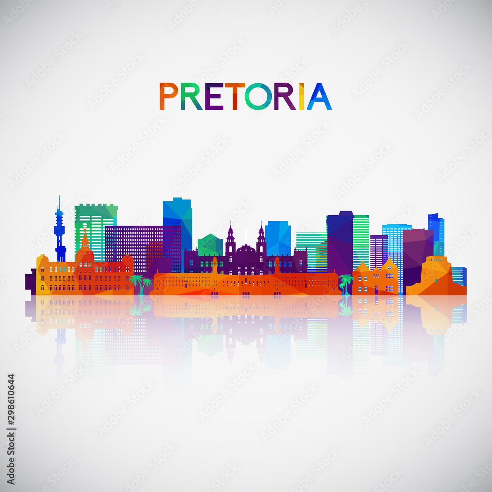 Pretoria skyline silhouette in colorful geometric style. Symbol for your design. Vector illustration.
