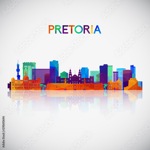 Pretoria skyline silhouette in colorful geometric style. Symbol for your design. Vector illustration. photo