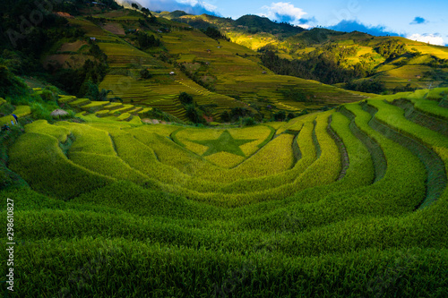 Terraces rice fields in Mu Cang Chai district of Yen Bai Province, in the Northeast region of Vietnam