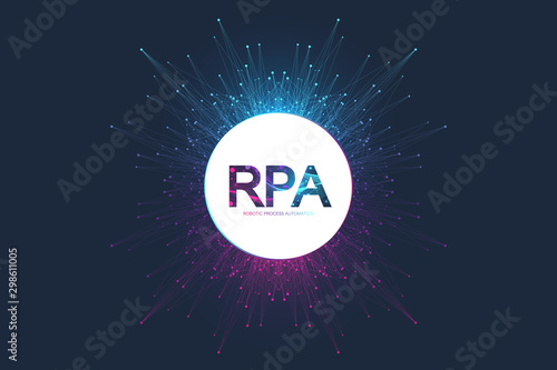 RPA Robotic process automatisation. Futuristic banner template concept RPA. Innovation technology. Artificial intelligence. RPA Vector illustration
