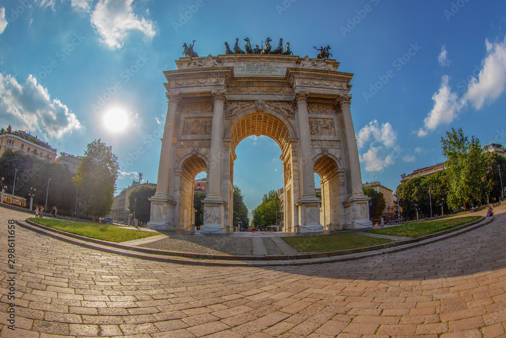 Triumph Arc - Arco Della Pace in Sempione park, Milan, Italy