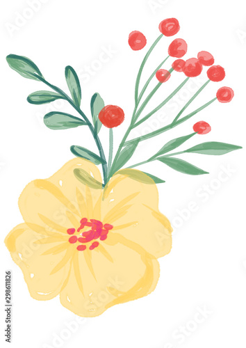 digital watercolor flowers illustrations 