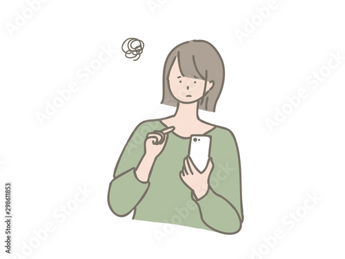 スマートフォンを操作している女性　わからない