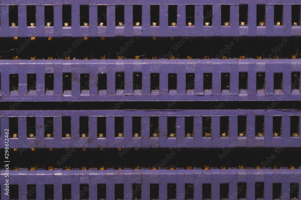 Memory slots on the motherboard close up. ram socket. connector on the circuit board Memory slots on the motherboard close up. ram socket. connector on the circuit board