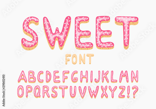 Font cookies with pink icing