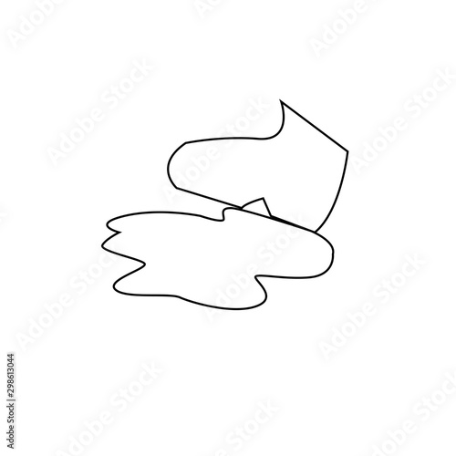 Simple black vector boot icon and puddle isolated on white