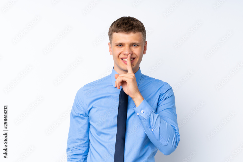 Young handsome businessman doing silence gesture Young handsome businessman doing silence gesture