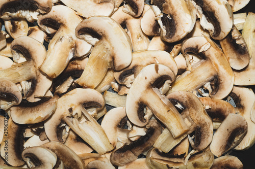 Sliced mushrooms. background with champignons. healthy food. vegetarian nutrition