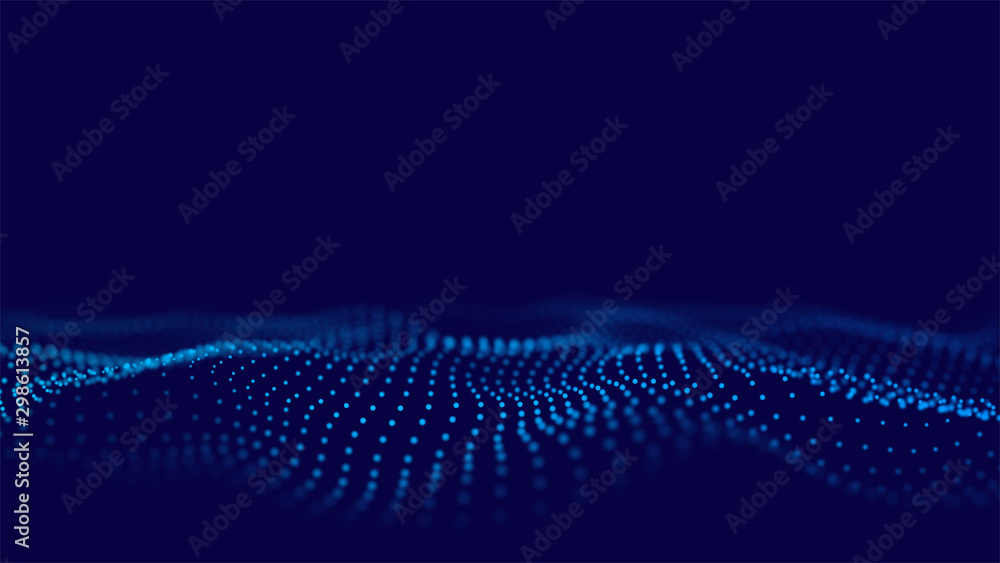 Fototapeta premium Futuristic particle background with a flowing, dynamic wave. 
