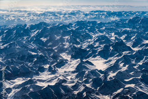 Bird's-eye view of Himalaya from an air plane in Ladakh, north india