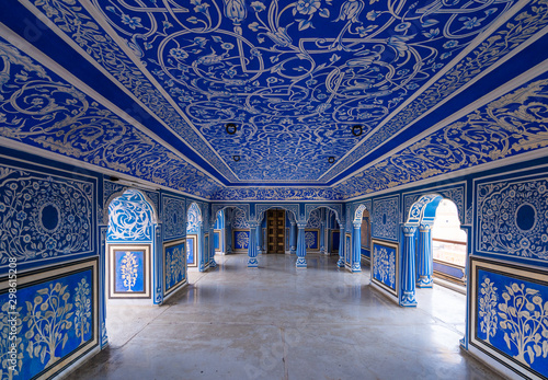 Blue room at Chandra Mahal in City palace, Pink City photo