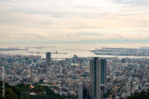 View of Kobe city and port from mountain