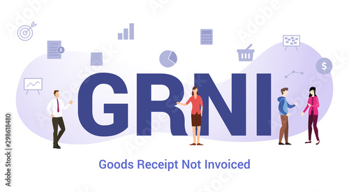 grni goods receipt not invoiced concept with big word or text and team people with modern flat style - vector
