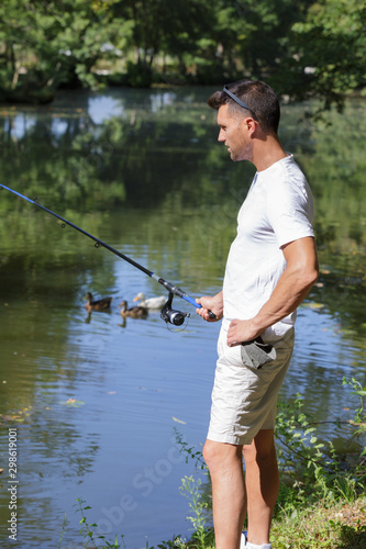 man fishing in the lake