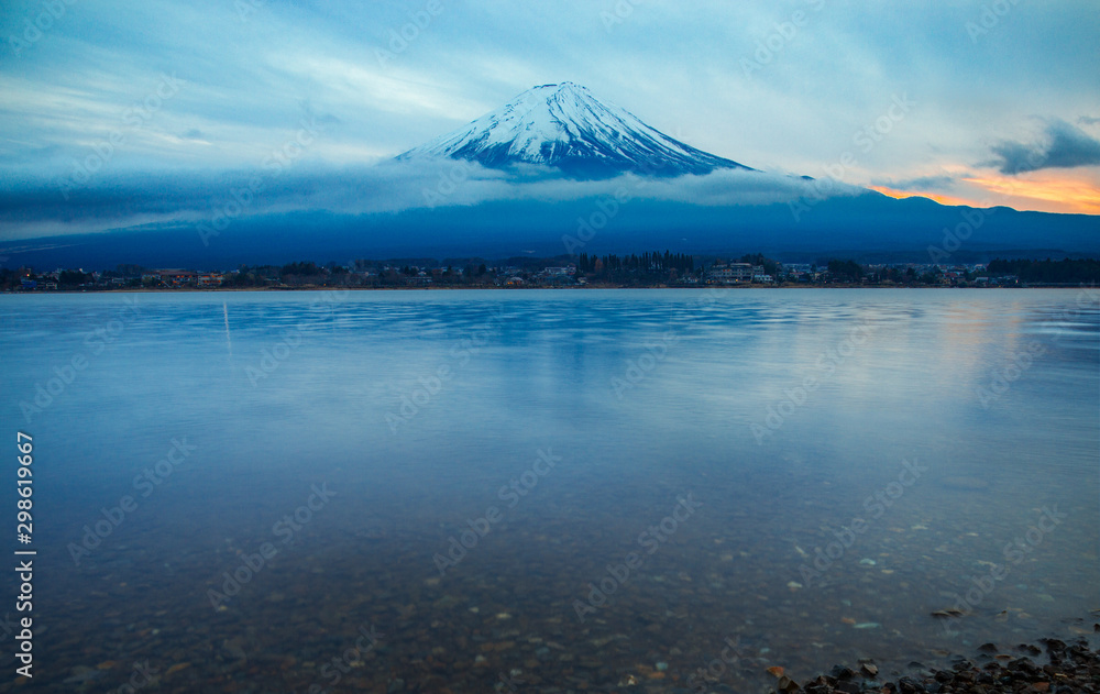 Mount fuji at Lake Kawaguchiko in japan on sunset
