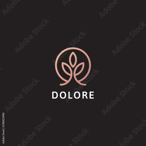 Tree flower icon logo. Universal growth, development rise premium symbol. Park leaf logo.