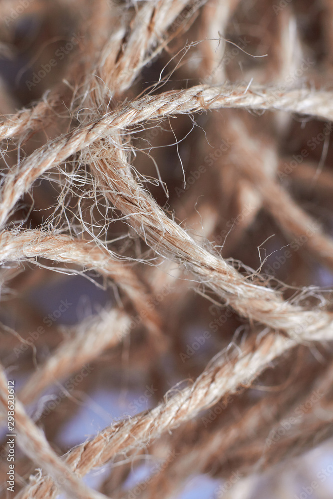 Photo close-up Pile of rope, tackle, thread, net Photo close-up Pile of rope, tackle, thread, net